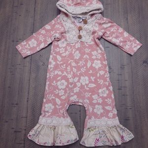Peaches and Cream 6/9M Hooded Romper